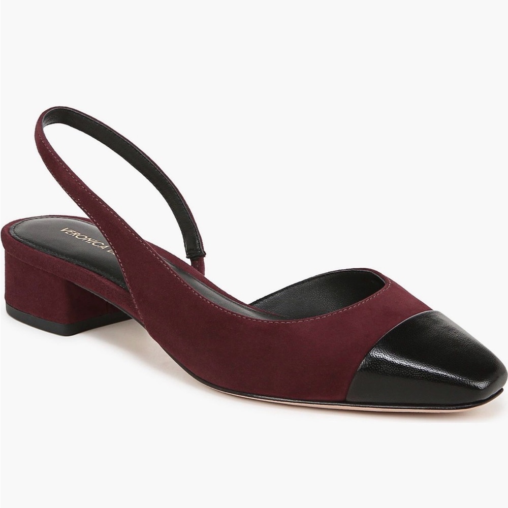 Veronica Beard Burgundy and Black Slingback